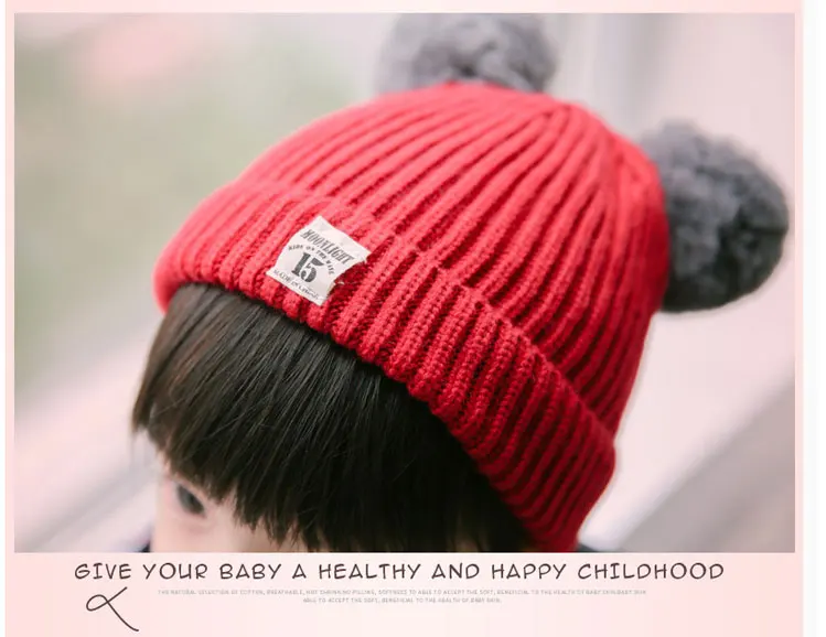 hats for girls winter hats for girls boys caps children cap kids hat knitted ear cap cat hat fleece hat two ears pom pom hat  (12)