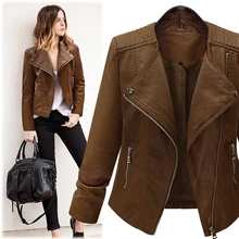 Женское кожаное пальто с длинным рукавом, весна, модная байкерская куртка на молнии, тонкий женский кардиган, пальто из искусственной кожи размера плюс 5XL C82834C