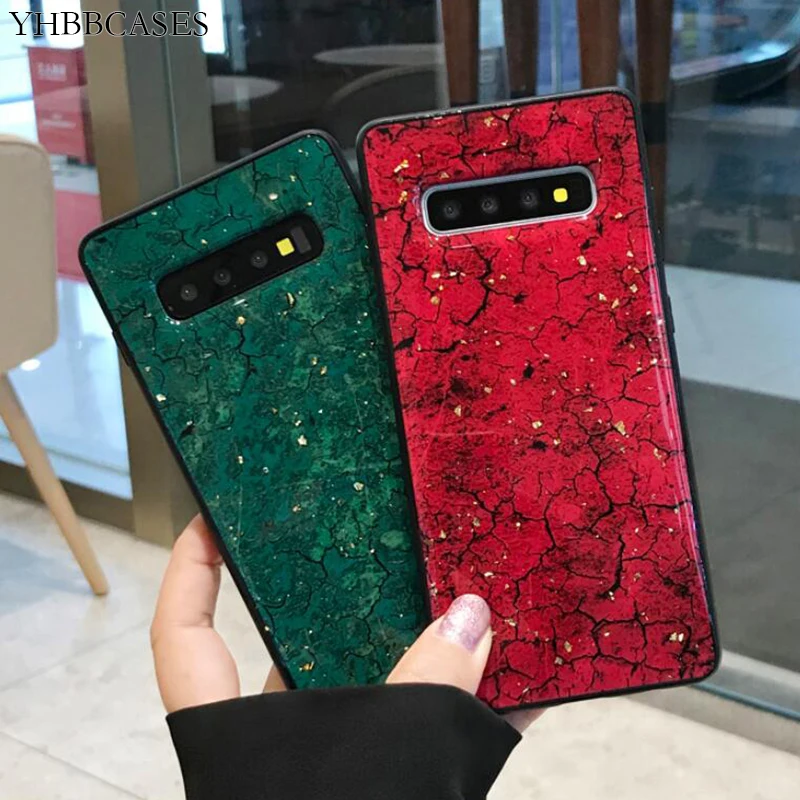 YHBBCASES модные чехлы под мрамор для Samsung Galaxy S10e S8 S9 S10 Plus Ретро блестящий золотой