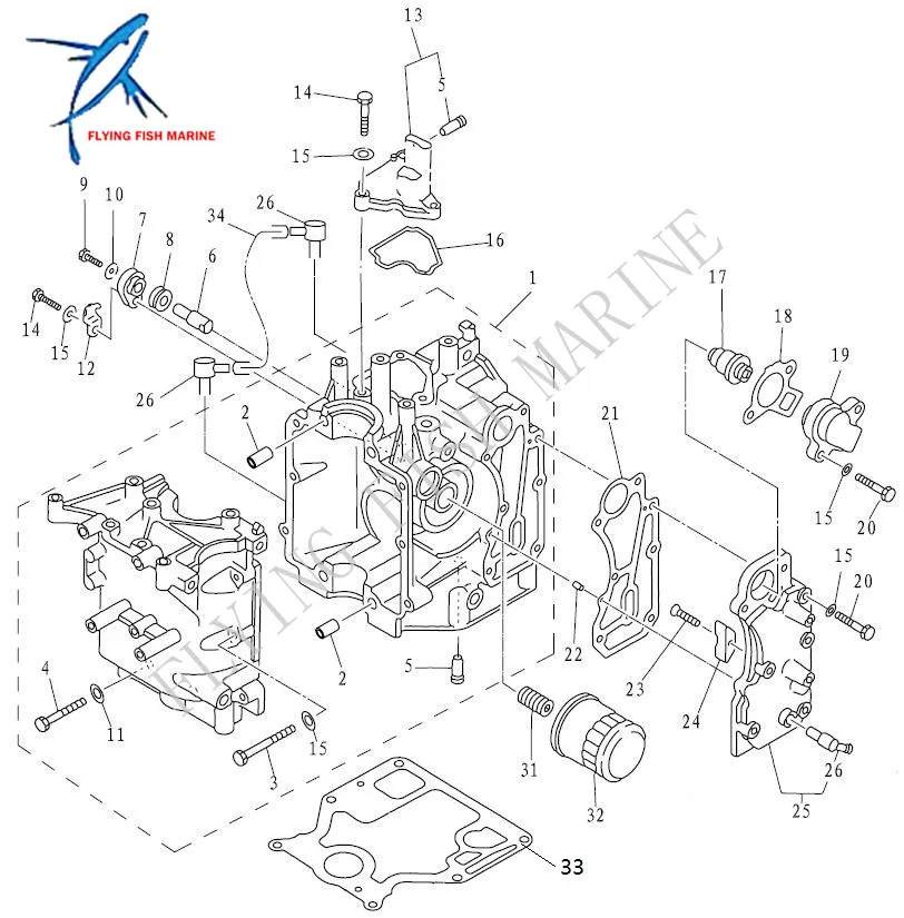 Моторная лодка F15-00000014 двигателя прокладки для Parsun HDX 4-ход F15 F9.9 F13.5 подвесным двигателем