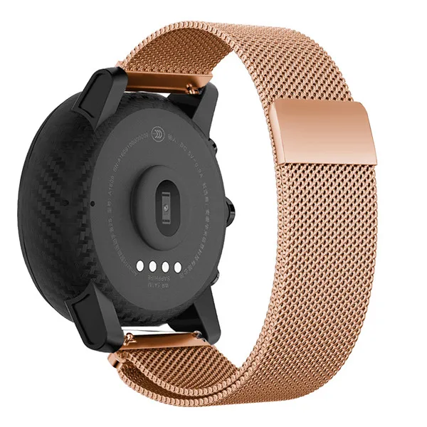 22 мм ремешок из нержавеющей стали для Xiaomi Huami Amazfit Pace Stratos 2/2S часы браслет Миланская петля магнитный ремешок браслет - Цвет: Rose gold B