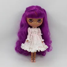 Фиолетовые волосы Обнаженная Блит куклы Черная кожа завод кукла sssoo