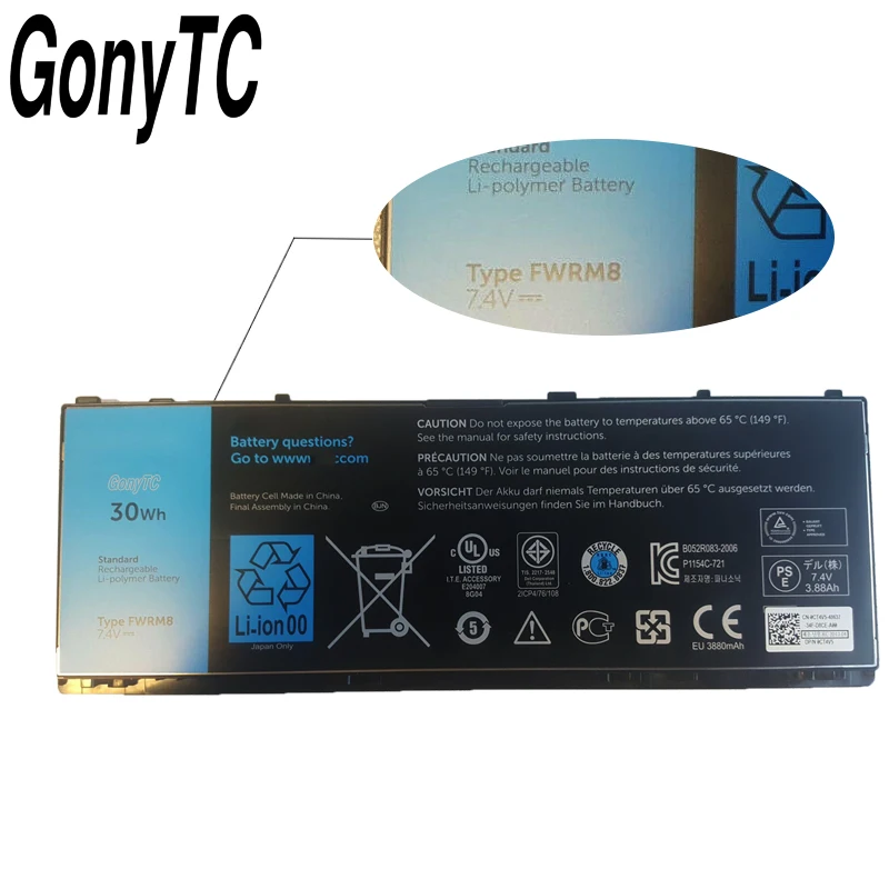Оригинальный аккумулятор GONYTC FWRM8 YCFRN для ноутбука Dell Latitude 10 ST2e KY1TV C1H8N PPNPH 1VH6G 1XP35 312