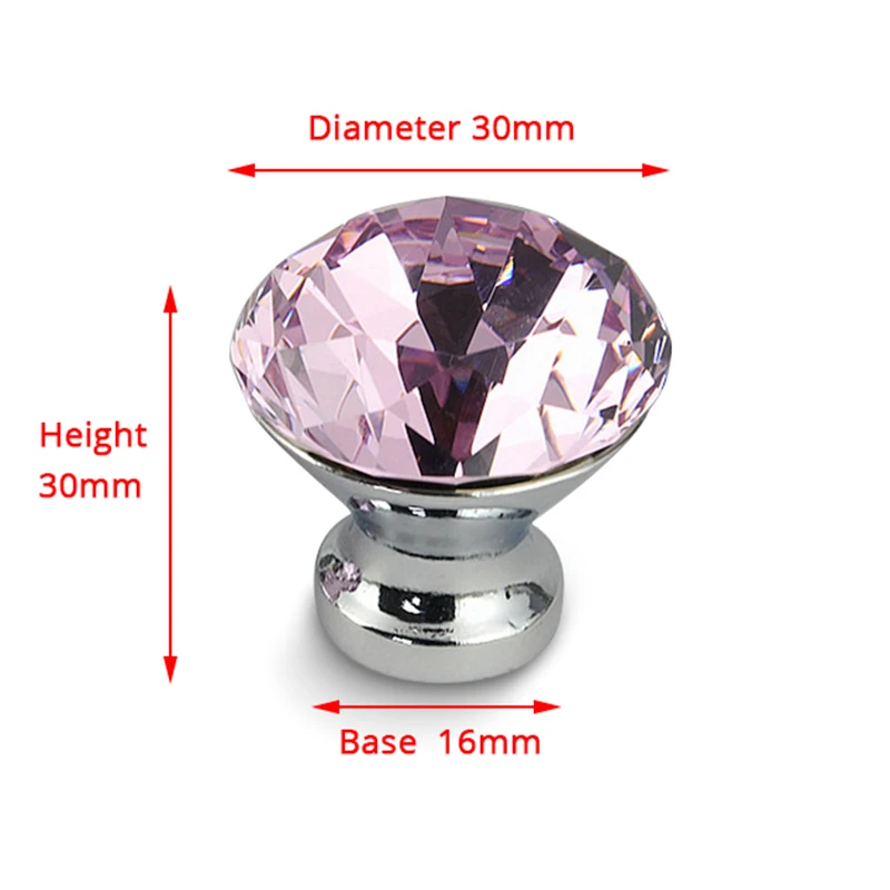 30mm Kitchen Cabinet Handles Diamond Shape Design Crystal Glass Knobs Cupboard Pulls Drawer Knobs Furniture Handle Hardware Furniture Handles Kitchen Door Handles