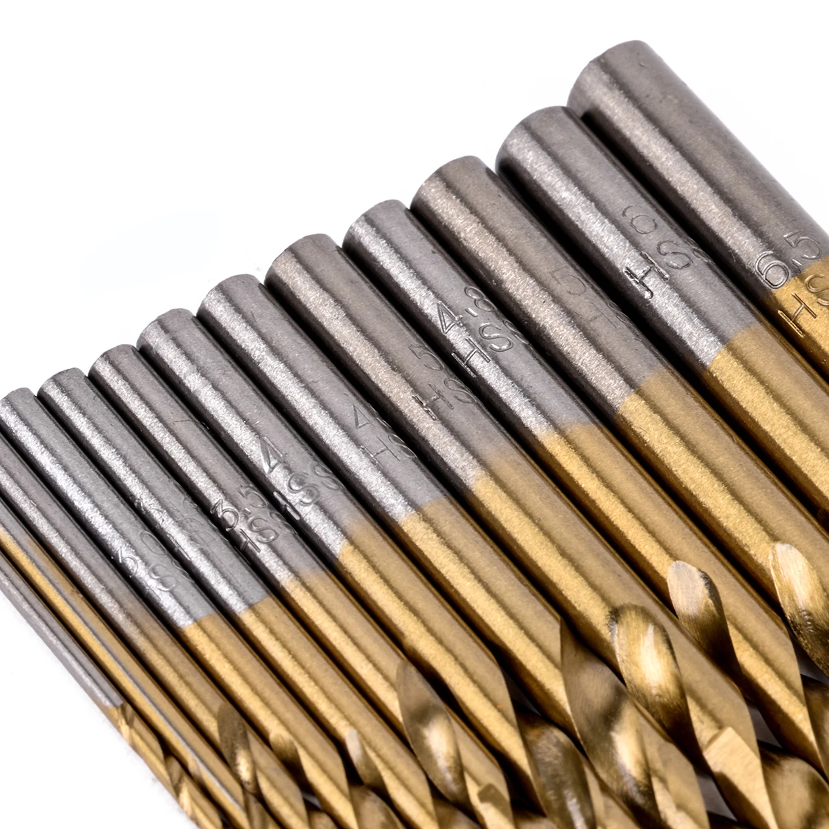 13pcs Titanium Coated Twist Drill Bits High Speed Steel Woodworking Tools Set 1.5/2/2.5/3./3.2/3.5/4/4.5/4.8/5/5.5/6/6.5mm