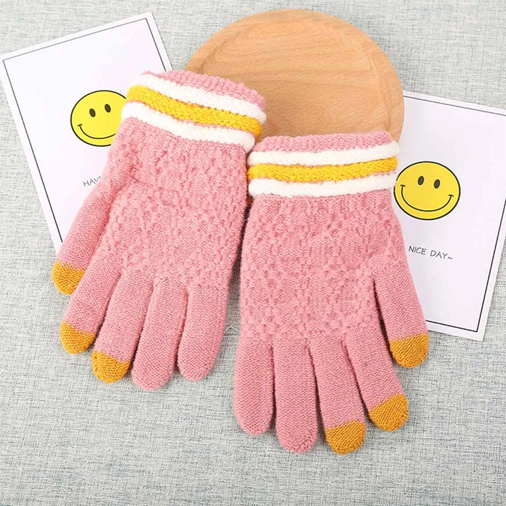 Женские зимние перчатки эластичные перчатки с сенсорным экраном вязаные рукавицы Имитация шерсти сохраняющие тепло Женские варежки