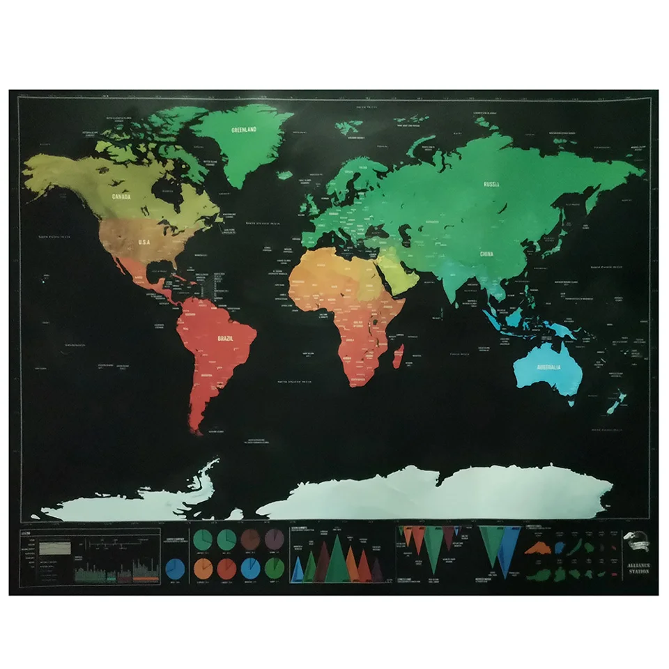 LargeSmall Scratch Map Travel Log Of The World Deluxe Black Scratch Off Map Travel Poster With Flags Wall Sticker Home Decor (6)