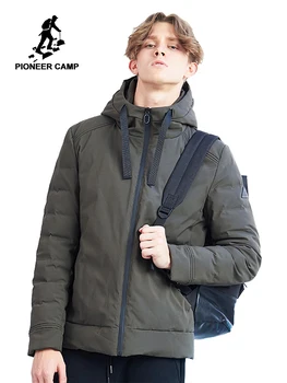 

Pioneer camp new winter parka men brand clothing casual solid jacket coat hooded thick parkas male quality short style AMF801452