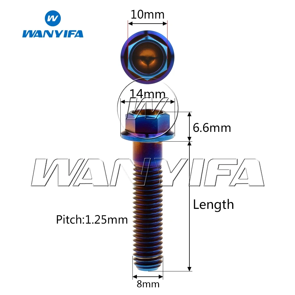 Титановый "Wanyifa" болты M8x 15 20 25 30 35, 40 45 50 55 60 65 мм болты с шестигранной головкой фланцевой болт мотоцикла тормозной диск Винт