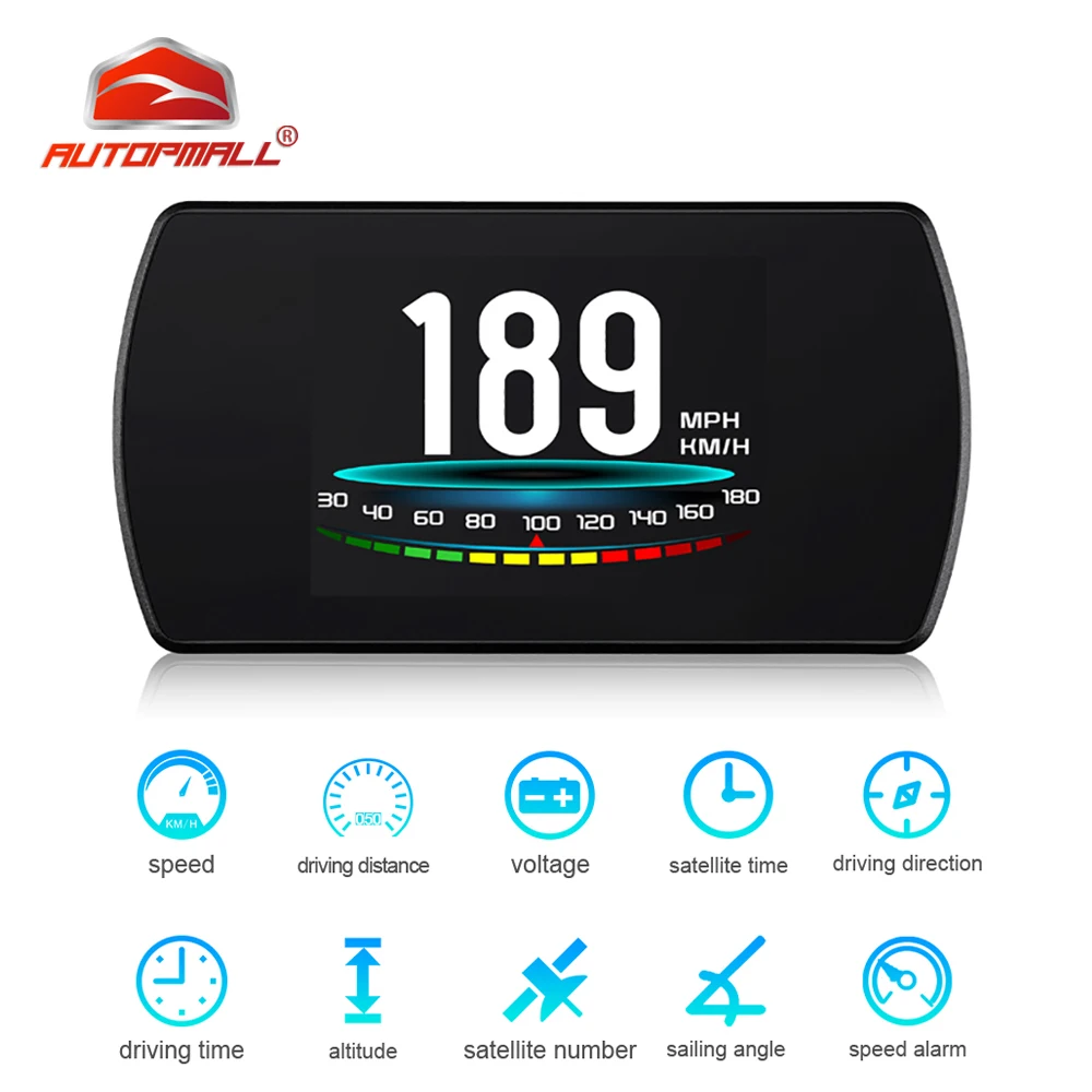 

Car Hud OBD Head Up Display OBD2 Speedometer New 4.3" HD TFT Turbo Boost Gauge RPM Tachometer On-board Computer GPS Speedometer