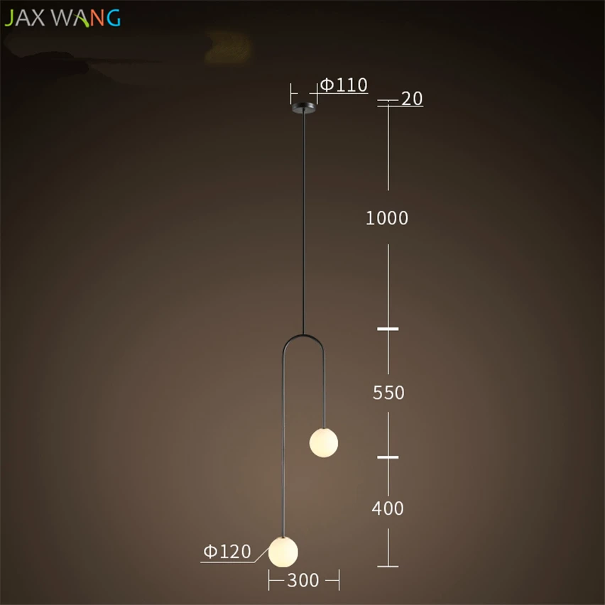 Подвесные светильники в скандинавском стиле для спальни, u-образные подвесные светильники, современные светильники для столовой, гостиной, бара, светодиодные стеклянные шары, теплые светильники