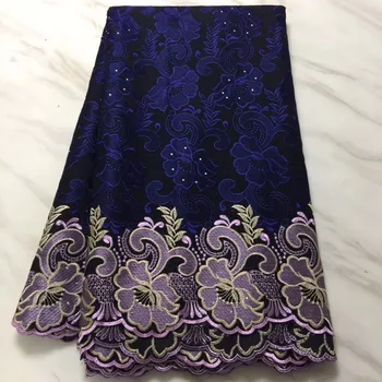 

Swiss Cotton Lace Fabric Royal Blue Purple 2018 Nigerian Lace Fabric, 3D Flower French Net Lace, High Quality Swiss Lace Fabric
