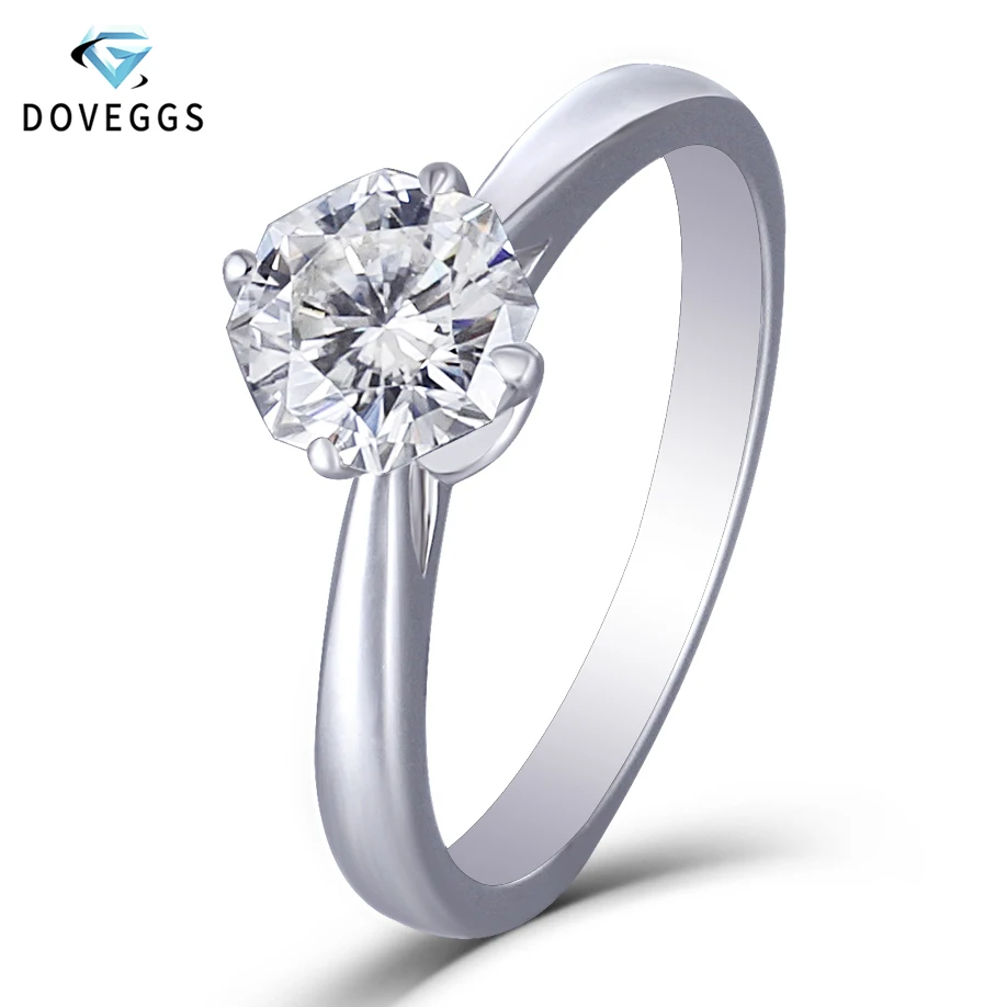 

DovEggs Moissanite Engagement Ring for Women Solid 14K White Gold Center 1ct 6mm Octagon F Color Moissanite Diamond Ring
