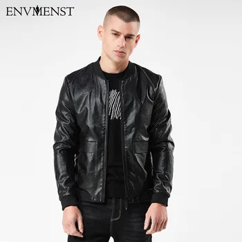

2018 Envmenst New Men Leather Jackets High Quality Motorcycles British Businessmen Casual Fashion Military Tactical Jacket
