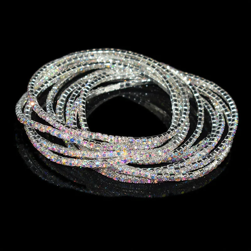 10 шт. Модные Красочные Стразы, растягивающиеся браслеты для женщин, эластичные браслеты с кристаллами для женщин, шикарный подарок для девушек, свадебные ювелирные изделия - Окраска металла: sz-1073-AB Drill