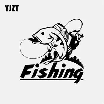 

YJZT 15CM*15.2CM Fishing Vinyl Decal Car Truck Boat Window Fisherman Car Sticker Black/Silver C24-0944