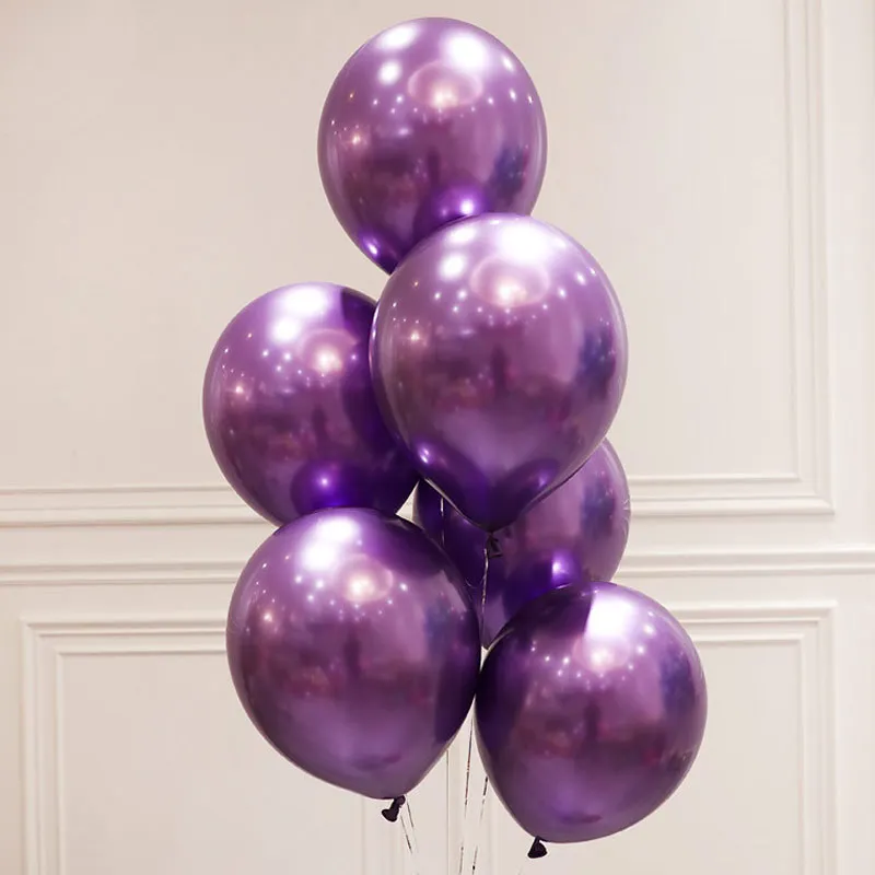 10 шт., 12 дюймов, 3,5 г, металлический шар, свадебное украшение, с днем рождения, золотой, зеленый, фиолетовый, принцесса, баллон, латексный металлический Гелиевый шар - Цвет: Purple