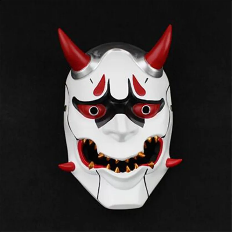 

New version OW Soldier Genji Skin Oni Mask Halloween Fancy Ball Mask Prop Collection Cosplay Game Watch Pioneer evil ghost mask