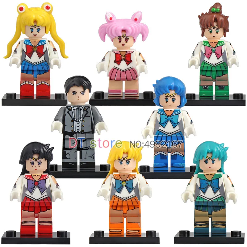 

Sailor Moon Building Blocks Action Figures Dolls Month Hare Mizuno Ami Muye Zhenqin Bricks Toys For Children PG8156