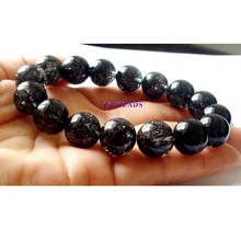 Настоящий высококачественный прозрачный натуральный черный Рутиловый Кварц готовый стрейч мужской браслет круглые большие бусины 13 мм