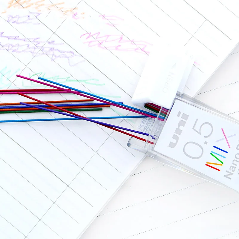 Uni 0,5 мм Цветные механические карандаши, специальные механические стержни для карандаша, школьные канцелярские принадлежности, офисные принадлежности 202NDC