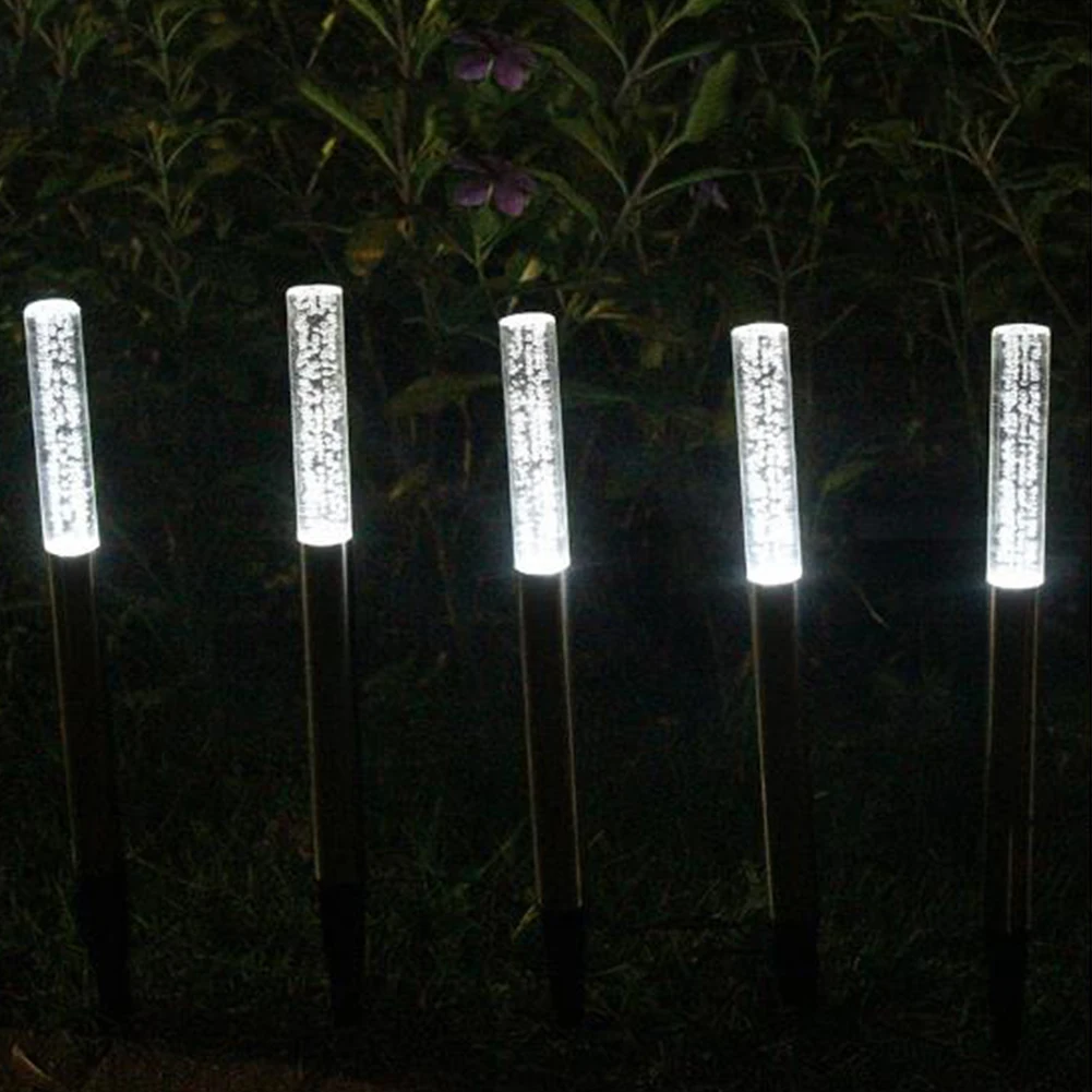 

Bubble Stick Lawn Landscape Pathway Acrylic Yard Ground Tube Solar Lamp Stake Waterproof 5 LED Decoration Outdoor