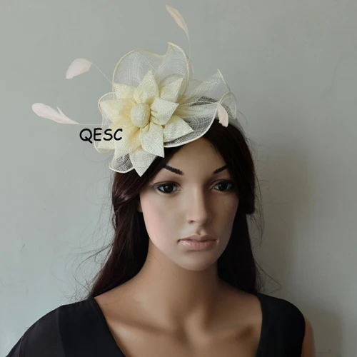 IVORY Бледно-розовая Очаровательная королевская Свадебная шляпка Ascot Kentucky Derby Chapeau fedora - Цвет: IVORY