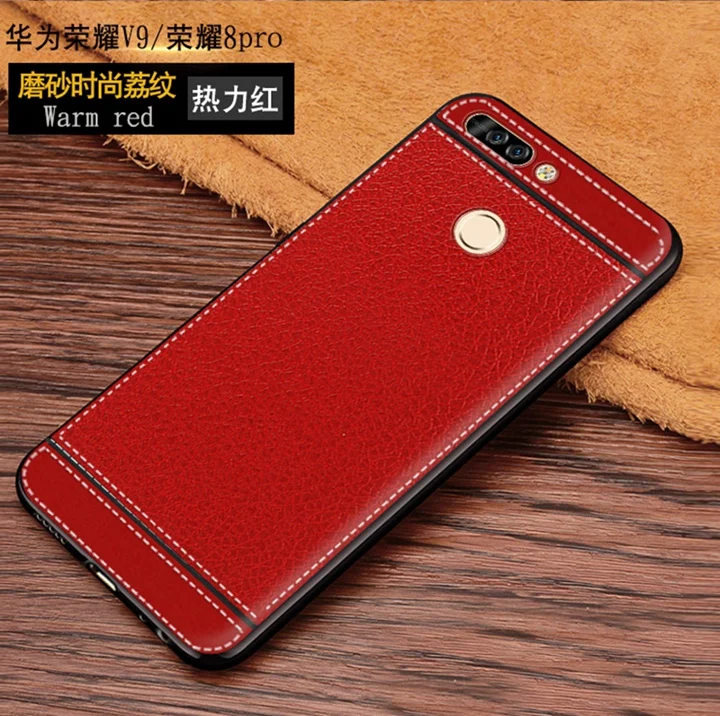 Силиконовый чехол Litchi cortex для huawei honor 8 pro lychee кожаный матовый мягкий из ТПУ v9 coque etui