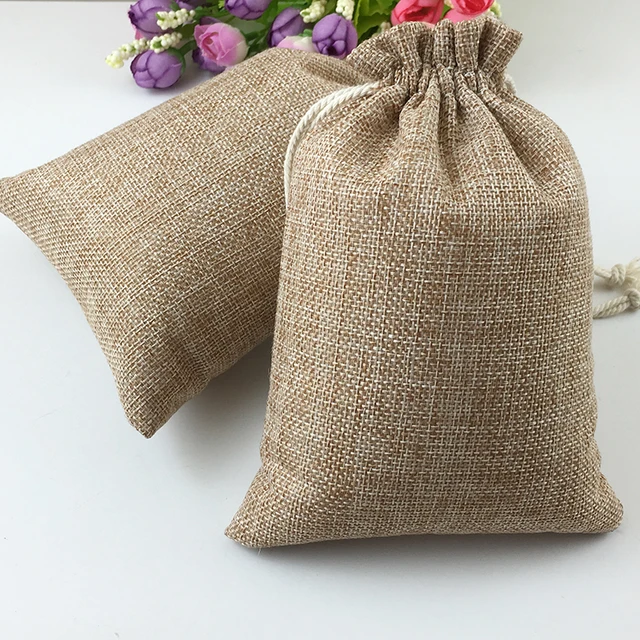 Bolsa De Regalo De Yute O Lino Natural - Con Cordón, Estilo Rústico/vintage, Para Bodas, Detalles O Eventos