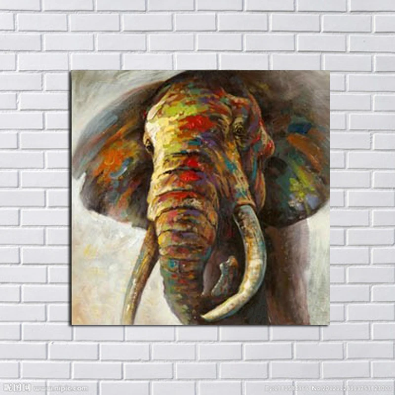 

Free Shipping Large Canvas Art Cheap 100% Hand painted Abstract Elephant Oil Painting Modern Living Room Wall Decor no Framed