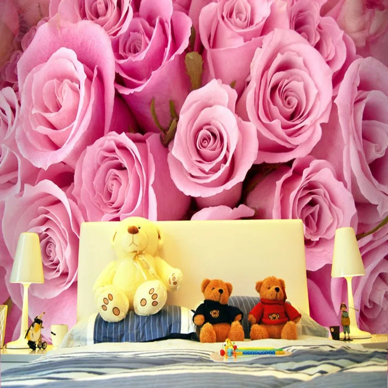 photo wallpaper 3D custom wall painting large mural pink roses bedroom