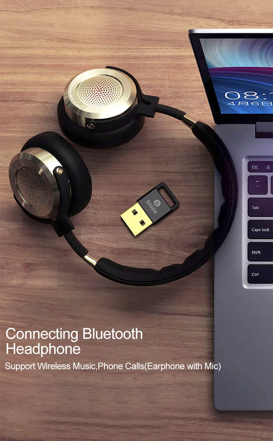 Biaze USB Bluetooth ключ адаптер 4,0 для компьютера ПК Беспроводная мышь динамик Музыка Аудио приемник APTX Bluetooth адаптер