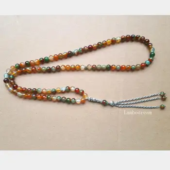 

NEW Fashion Natural Red Green agates beads Islamic muslim 99 prayer bead tashih Rosary beads Allah stone For Family Friend gift