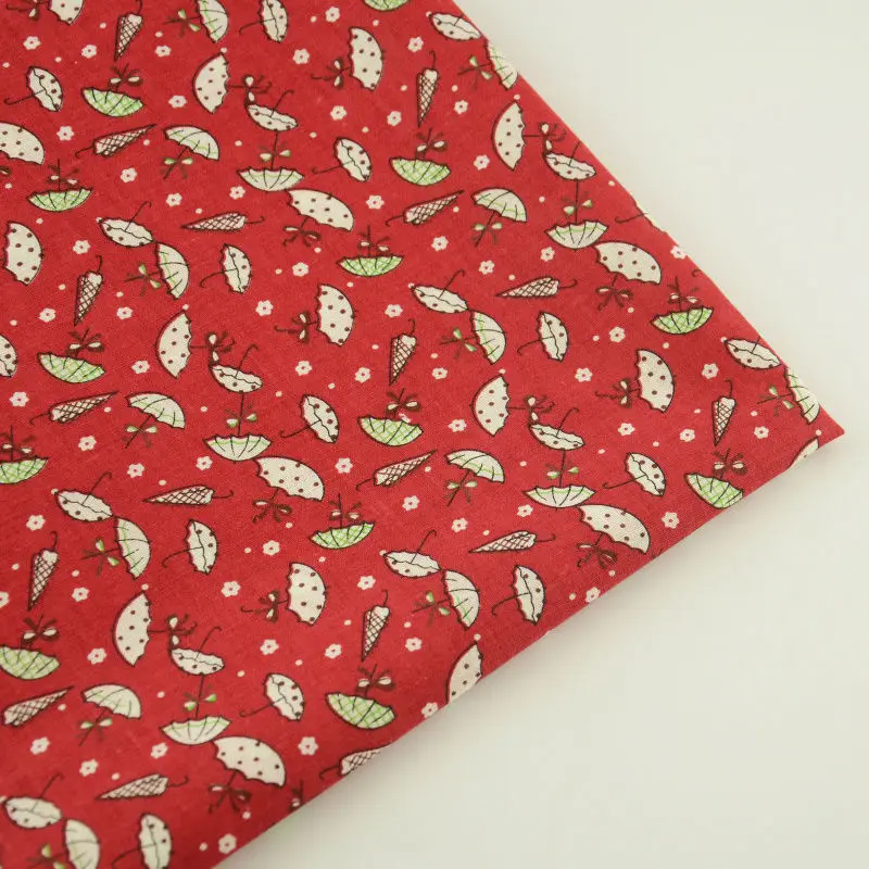 Cartoon Umbrella Designs Dark Red Cotton Fabric Pre-cut Fat Quarter Tecido Home Textile Tissu Telas Beginner's Practice Crafts | Дом и сад