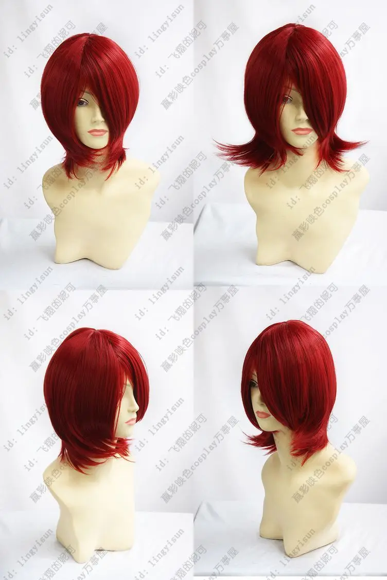 wang HOT sell Free Shipping &gt&gt&gt 935 New Short Dark Red Cosplay Party Wig |