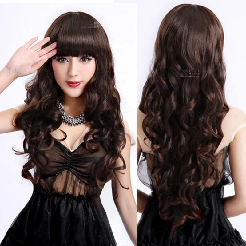 Ladies Long Curly Wavy Heat Resistant Cosplay Wig Women Natural As Real