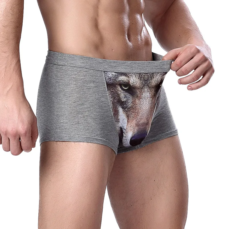 Fashion 3D Trend Personality Men's Underwear Creative Wolf Eagle Head Animal Print Men's Underwear Sexy Boxer Men New SA-8