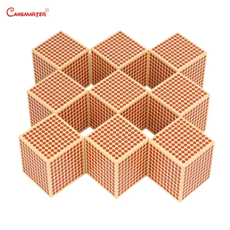 Буковые деревянные квадраты кубики математические игрушки Монтессори образование Обучающие цифры игровые материалы математические игрушки головоломки дошкольные средства - Цвет: 9 Wooden Cubes