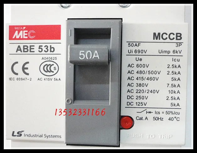 

Genuine LG.LS three-phase air switch Molded case circuit breaker ABE 53b 3P 50A