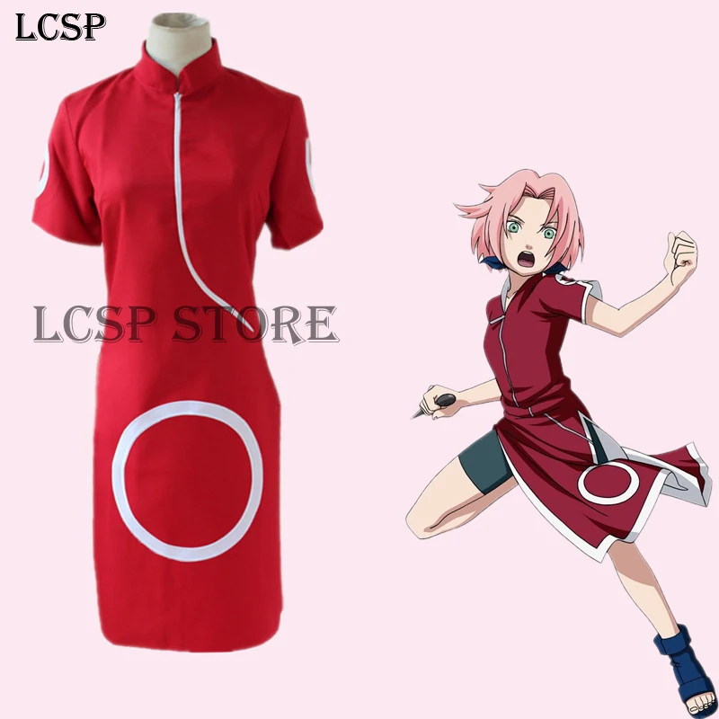 LCSP японское аниме Наруто Haruno Sakura Косплей Костюм Униформа костюм одежда платье и