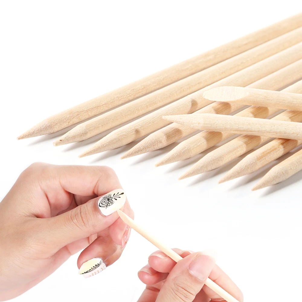 Orange Wood Stick Double Sided For Nails Art Design Cuticle Pusher Remover Manicure Pedicure