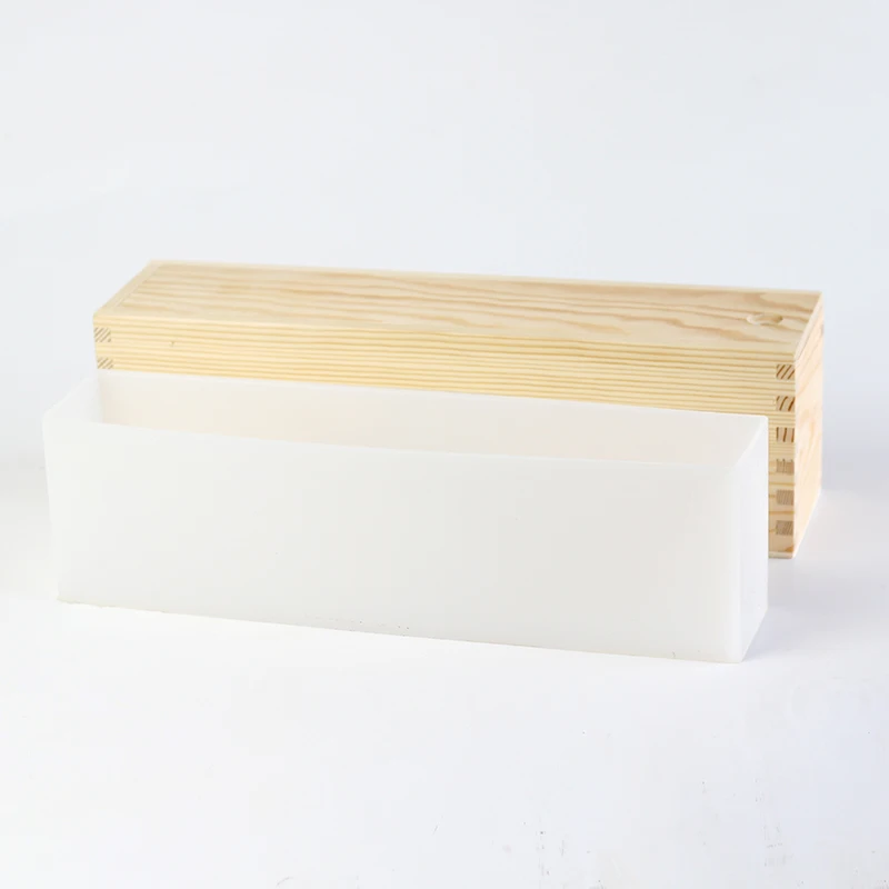 Николь силиконовые буханки Мыло плесень прямоугольные гибкие формы с деревянной коробке DIY инструмент ручной работы