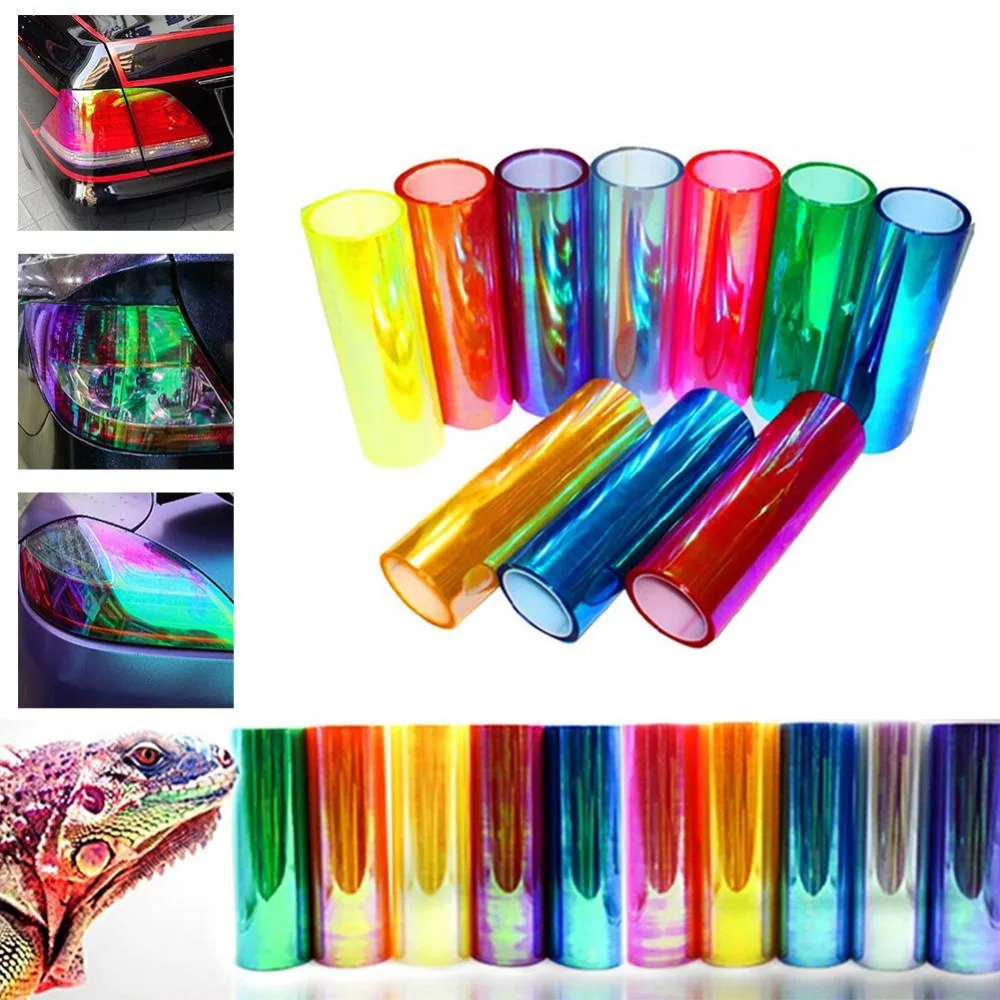 

Hot 120*30cm Shiny Chameleon Auto Car Styling Headlights Taillights Translucent Film Lights Turned Change Color Car Film Sticke