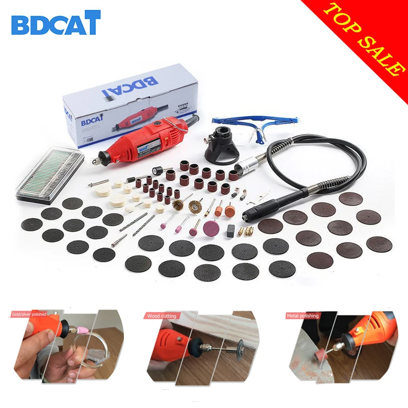 

BDCAT 110V/220V 180W Electric Dremel Mini Drill Polishing Machine Rotary Tool with 140pcs Power Tools Accessories For Home Diy