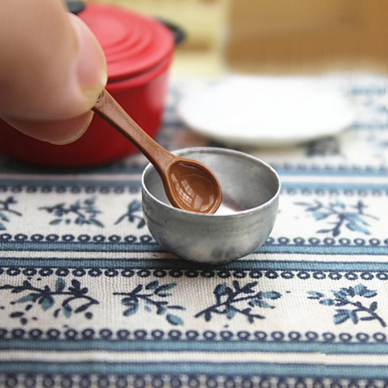 

1/12 Scale Dollhouse Miniature Mini Spoon Bowl Turner Set Pretend Cooking Utensil Play Food Kitchen Accessories Toy