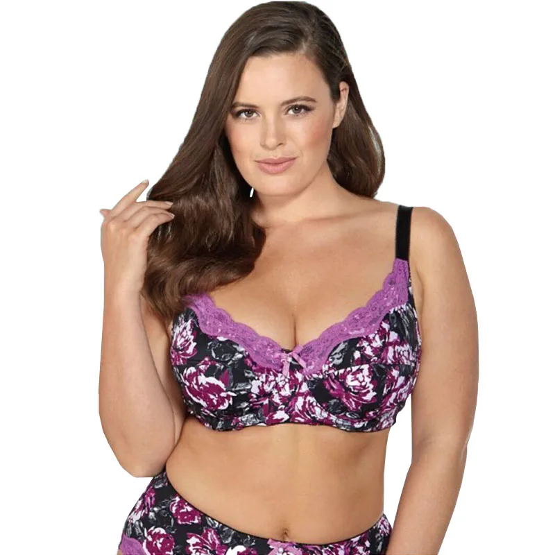  BL953P Women Bra 6 Colours Printing Floral No-padded Unlined Push Up Full Cup Plus Size 34 36 38 40