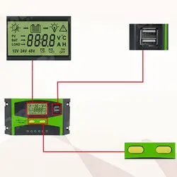 12/24V Солнечный контроллер с lcd-дисплеем Панели солнечные работы Dual usb-регулятор Выход зарядное устройство солнечные авто с ЖК-дисплеем