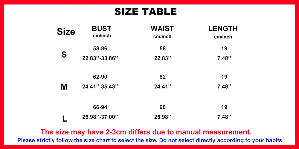 size table
