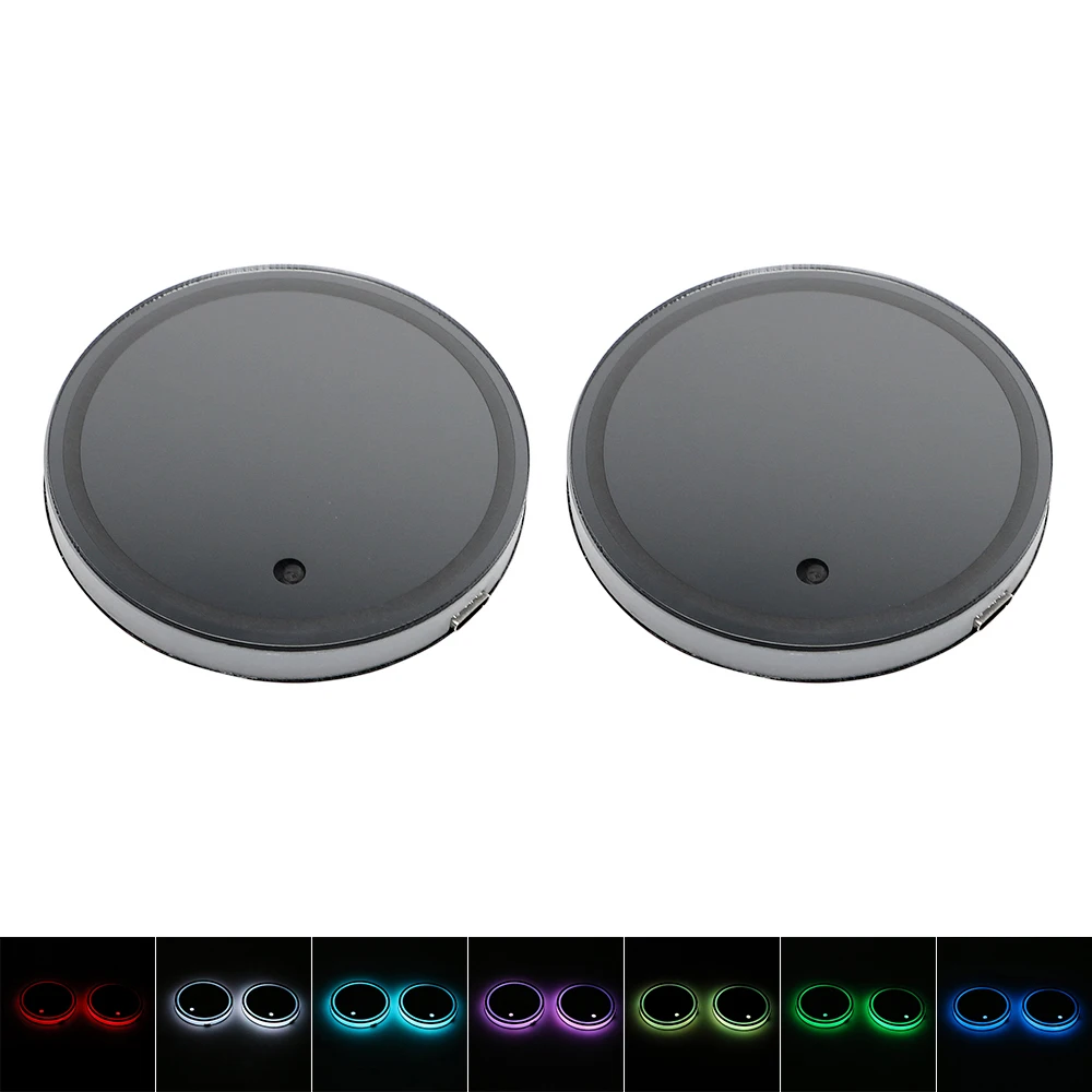

2PCS Car Cup Holder Bottom Pad Light USB Charge Pad Atmosphere Car RGB Light Switchable 5 Colors