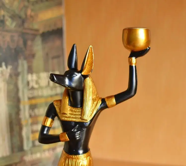 Египетский стиль Декор собака Бог Anubis статуэтки Настольный подсвечник свадебный домашний орнамент Египетский декоративный подсвечник